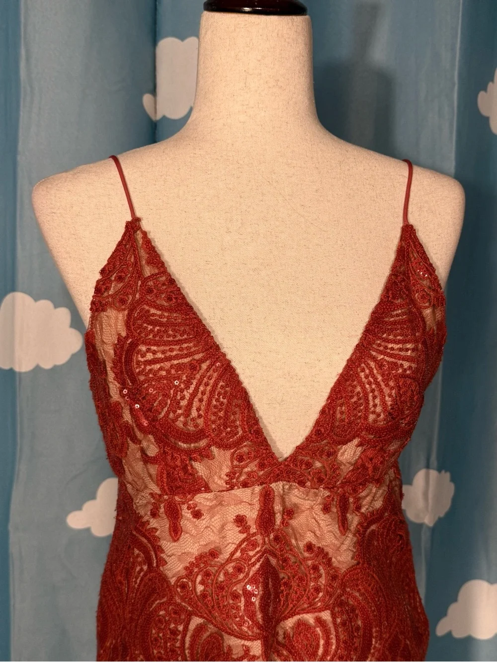 Free People Lace Slip Dress in Rust - Women Intimates & Sleepwear-2 - Picture 5 of 5